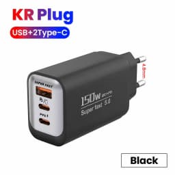 150W Fast Charging 3 Ports Mobile Phone Charger QC3.0 USB Type C Chargers Dual PD USB Wall Adapter EU/US Plug for iPhone Samsung