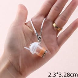 Cute Bubble Tea Handbag Charm Resin Mini Size Milk Tea Pendant Simulation Model Colorful Car Key Chain for Kids Gifts