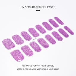 16Tips UV Semi-Cured Gel Nail Wraps Sticker 5D Pure Color Full Cover UV Lamp Gel Sticker Long-Lasting Nail Extension Patch Strip