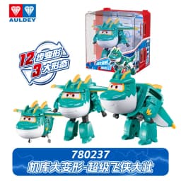 Auldey Original Super Wings Big Wing STEGO Dinosaur Mega Transformation Toy - Kids Robot Firefighter with Hangar Christmas Gift