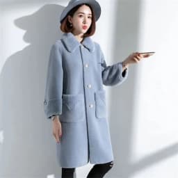 High-Quality Sheep Shearing Coat Women's Mid To Long Integrated Wool Granule Fleece Lamb Fur Coat Wine Red Blend Wool COat Pink