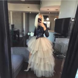 2020 Spring Grass Green Ruffles Tiered High Low Tulle Skirts Women Elastic Custom Made Long Puffy Tulle Skirt Women Fashion Tutu