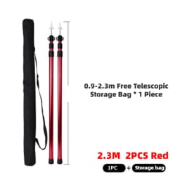 Aluminum Alloy 2.3m-3m 3 Sections Tent Pole Adjustable Support Rods Beach Shelter Tarp Awning Pole Replacement Poles Accessories