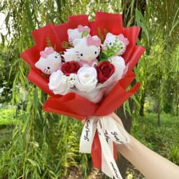 Cartoon Handmade Hello Kitty Plush Small Pendant Keychains Creative Valentine Christmas Graduation Gifts For Girls