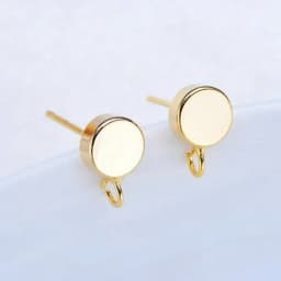 6MM 14K Gold Color Plated Brass Round Stud Earrings High Quality Jewelry Making Supplies Diy Accessories