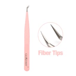 GEMERRY 1 PC Eyelash Tweezers With Fiber Tips Pink Professional Steel High Precision for Volume Fans Lashes Extensions Makeup