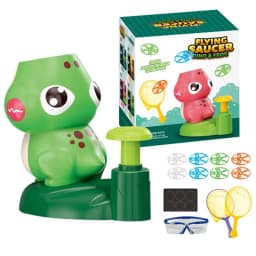 Flying Disc Launcher Toy Rocket Shape Flying Toys Disc Launcher For Kids Interactive Fetch Toy Spinning Toy Indoor & Outside Toy