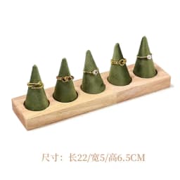 Solid Wood Green Velvet Jewelry Display Stand for Ring Stud Necklace Pendant Bracelet Storage and Display Rack