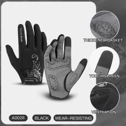 Outdoor Cycling Gloves Full Finger Shockproof Microfiber Wear Resistant Breathable Anti-sweat Touchscreen Motorbike Gloves Men