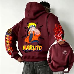 Naruto 2026 Spring and Autumn New Cartoon Anime Harajuku Y2K Street Fashion Couple Hooded Sweatshirt