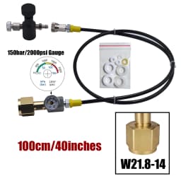 Sparkling Water Maker Blue Cylinder CO2 Refill Fill Station Adapter with Hose Gauge Kit, Soda Machine CO2 Bottle Charging Valve