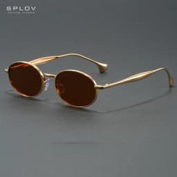 Luxury Trend Retro Small Oval Metal Frame Sunglasses UV400 Protection Anti Glare Lightweight Eyewear for Driving Travel Outdoor