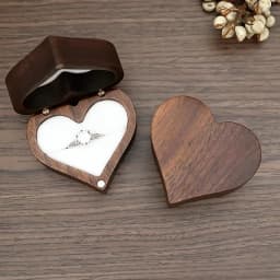 Classical Heart Shape Wedding Ceremony Ring Box Walnut Wood Jewelry Boxes Proposed Wedding Jewellery Storage Organizer Ring Box
