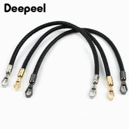 1/2Pcs 30-120cm Black PU Leather Bag Round Rope Handbag Handle Metal Buckle Chain Woven-bag Shoulder Strap Replace Accessories