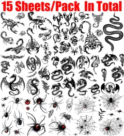 Black Scorpion Temporary Tattoos For Adults Men Realistic Dragon Wolf Tiger Thorns Fake Tattoo Sticker Hand Leg Tatoos Creative