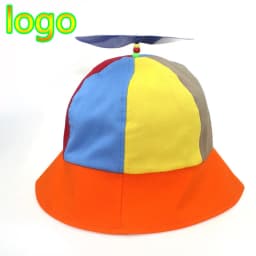 New Custom Logo Parent Child Cotton Helicopter Propeller Bucket Cap Outdoor Unisex Color Matching Sun Protection Fisherman Hat