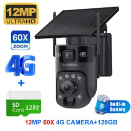 INQMEGA 12MP 60X Optics Zoom Dual Screen 4G /WIFI Solar Camera Securty Outdoor PIR Human Detection Color Night Vision UBOX APP
