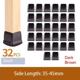 32PCS Table Chair Leg Floor Caps Cover Protectors Non Slip Square TPR Furniture Glides Feet Felt Pads Hardwood Floors Protector