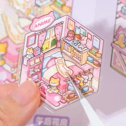 Mr. Paper 13pcs Palm PET 2.0 Sticker Book, Mini Diorama Journal Supplies, 3D Scene Collage, Portable Creative Stationery Sticker