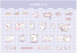 46pcs/pack PET Fleecy Pink Bunny Kitten Puppy Piggy Cute DIY Decorative Materials Kawaii Stationery Stickers Bag