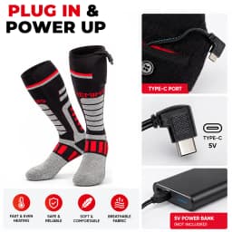KEMIMOTO Replacement Heated Socks Thickened Unisex Winter Outdoor Warm Socks Battery Not Included Motorcycle Riding