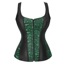 Women Corset with Straps Black Overbust Corset Plus Size Floral Jacquard Corset Zipper Top Gothic Steampunk Corset Bustier