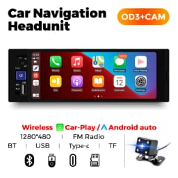 Universal 1 Din Car Stereo 6.86Inch HD Touch Screen Car Multimedia Player Wireless CarPlay Auto BT FM USB Car Radio Audio Player