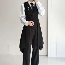Mens British Swallowtail Slim Fit Mid Length Vest Streetwear Fashion Formal Stage Casual Suit Jacket Men'S Clothing 2026 New