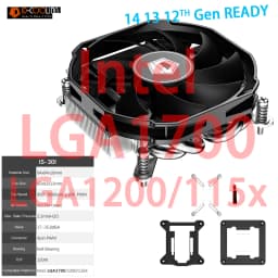 ID-Cooling IS-30 Black Low Profile 30mm Height Super Slim CPU Radiator LGA1700 1200 AM4 AM5 4 Heatpipe Cooling Fan A4 Chassis