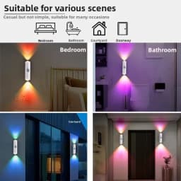LED Night Light with Motion Sensor RGB Gradient Ambient Light Dimmable Magnetic Stair Lamp for Entryway Bedside Desk Wardrobe