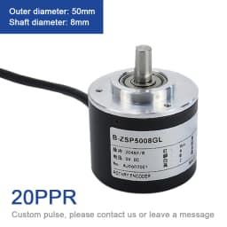 Cloweit 50mm Incremental Rotary Encoder 8mm Shaft Photoelectric Optical Switch AB 2 Phases 10-1024-3600 PPR 5-24VDC