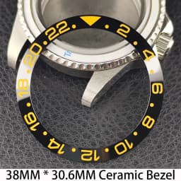 Sloping 38mm * 30.6mm Ceramic/Aluminum Bezel GMT and Diving Watch Insert Fits for 40mm Men's Watch Case Bezel Replacement Insert