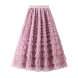 HOT Solid Multilayer Ruffle Mesh Skirt Women Boho High Waist Long Maxi Tulle Skirt Spring Summer Party Women's Clothing
