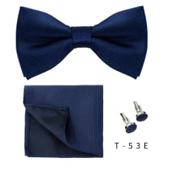 Solid Bowtie Pocket Square Cufflinks Set Business Men Neck 3pcs Bow Ties Handky Cufflinks Set Pocket Handkerchiet Accessories