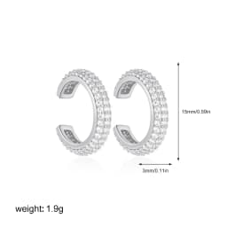 1pcs Delicate CZ Zircon Double Layer C-shape Chunky Cuff Earrings Stainless Steel No Piercing Cartilage Ear Clip Luxury Jewelry
