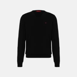 CH Men's V-Neck Sweater Slim Fit Long Sleeve Knit Pullover with Small Embroidery Business Casual Top
