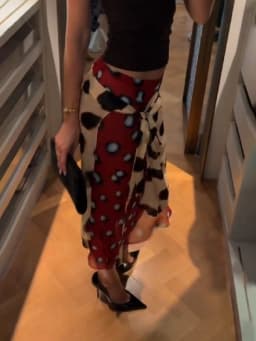 Vintage Two Tone Polka Dot Print Wrap Skirt Chic Irregular Hem Layered Chiffon Tie Waist Midi Skirt Summer Vacation Beachwear