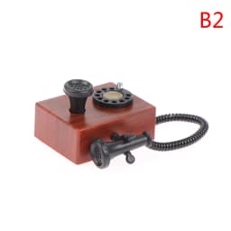 1:12 Dollhouse Miniature Vintage Phone Model Simulation Mini Retro Telephone Doll Furniture Decor Accessories For Kids Toys Gift