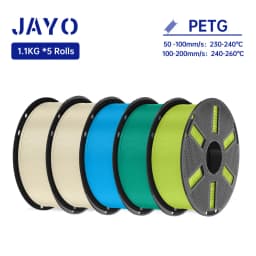JAYO 3D PETG/PLA/PLA+ Filament 1.75mm +/-0.02mm PLA Filament 5 Rolls For Bambu FDM 3D Printer Neatly Wound 3D Printing Material