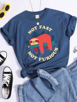 Not Fast Not Furious Printed T-shirt For Women Short Sleeve T Shirts Breathable Soft Short Sleeve Oversized Famale T-shirts