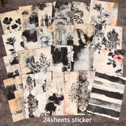 24sheets Non-repeating Self-adhesive Scrapbook Background Sticker, Matte Film Process, for Junk Journals, Scrapbooking Supplies