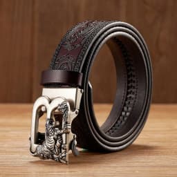 3.5CM Tiger Alloy Automatic Buckle Cowskin Leather Belt Quality Men Wasitbad Strap Genuine Leather Gift Bussiness Belt For Jeans
