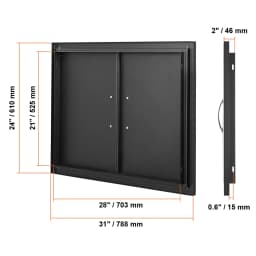SucceBuy BBQ Access Door Double Outdoor Kitchen Stainless Steel Flush Mount Door for BBQ Island Grilling Station Outside Cabinet