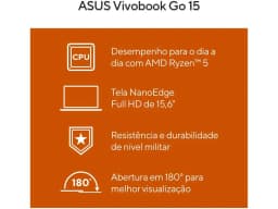 Notebook Asus Vivobook Go 15 Amd Ryzen 5 7520U 8Gb Ram 512Gb Ssd 15.6" Full Hd Windows 11 E1504Fa-Nj836W