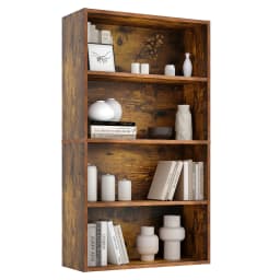 JHK 3-4 Tier Wooden Shelf Bookcase Tall Floor Standing Open Bookshelf for Living Room and Home Office Personalized Storage