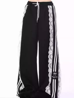 Autumn Chic Korean Loose Joggers Women Patchwork Lace Drawstring Sweatpants Y2k Pants Femme New Bottoms Casual Fashion Trousers