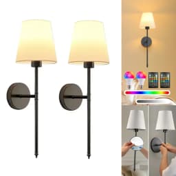 Nordic LED Wall Lamp Charging Function Retro Fabric Black GoldSilver E27 Socket Wireless Remote Control RGB For Bedroom Study