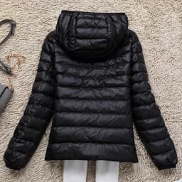 Women's Ultralight Thin down Jacket Quilted Coat Hooded Lightweight Silk Fiber Fill Fall Fashion Ladies' Premium Clothing