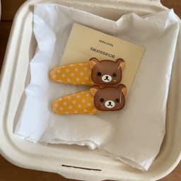 Cute Rilakkuma Wave Point BB Hair Clip Cartoon Angel Winged Little Bear Bangs Side Clip Kawaii Girl Hairpins Accessories Gift