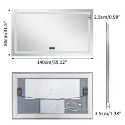 80/100/120/140cm LED Bathroom Mirror with Bluetooth Speaker Antifog Dimmable 3 Lights Time Setting Backlitligth Vanity Wall Mirr